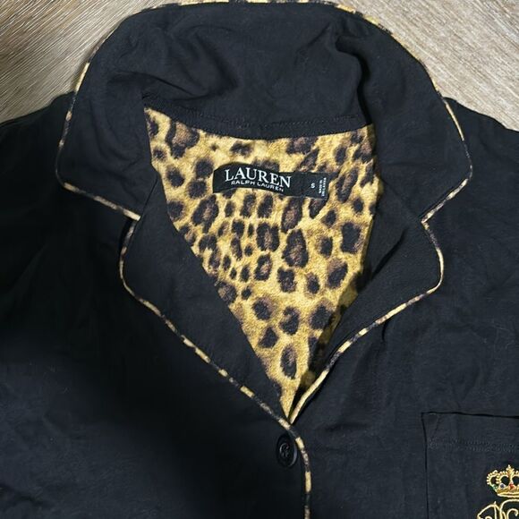 Ralph Lauren Leopard Trim Notch Collar Pajama Set - Picture 5 of 8